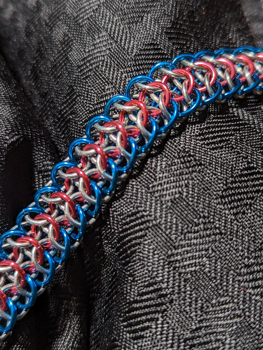 Chainmaille Interwoven Weave Bracelet in Silver, Blue, and Pink